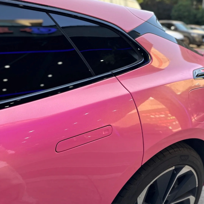 Glossy Diamond Gold Pink Car Vinyl Wrap