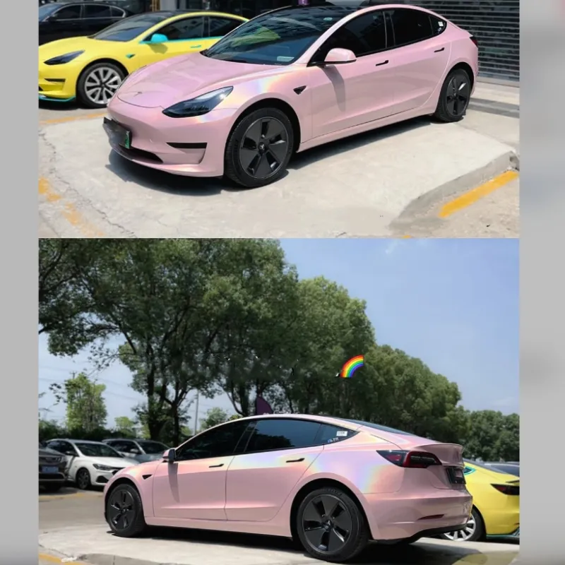 Glossy Laser Light Pink Car Vinyl Wrap
