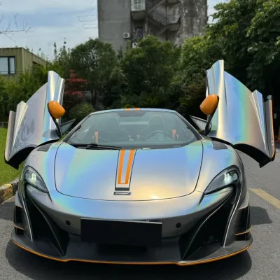 Glossy Laser Silver Car Vinyl Wrap 02
