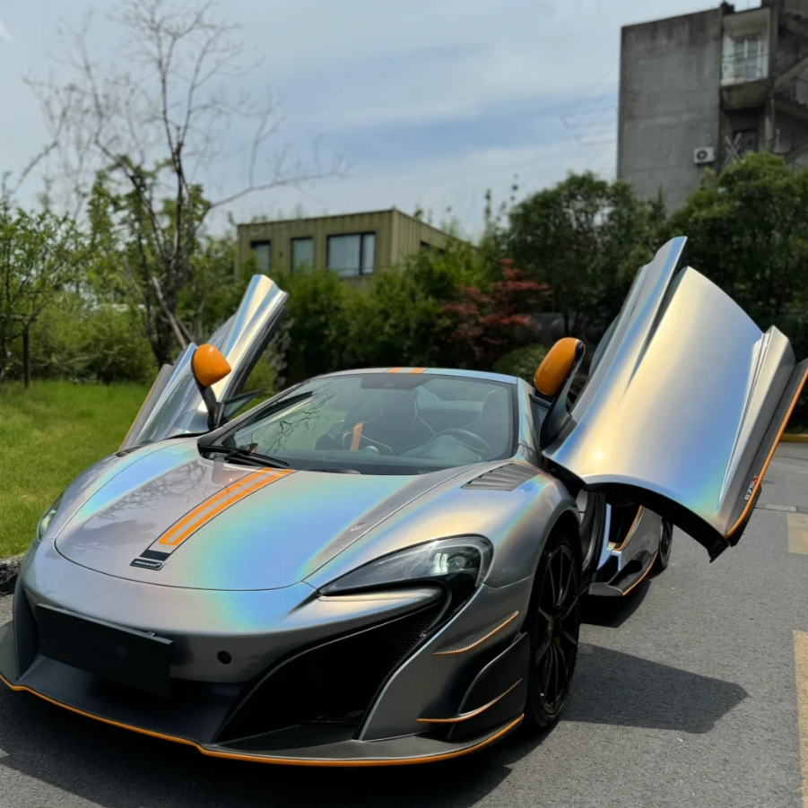 Glossy Laser Silver Car Vinyl Wrap