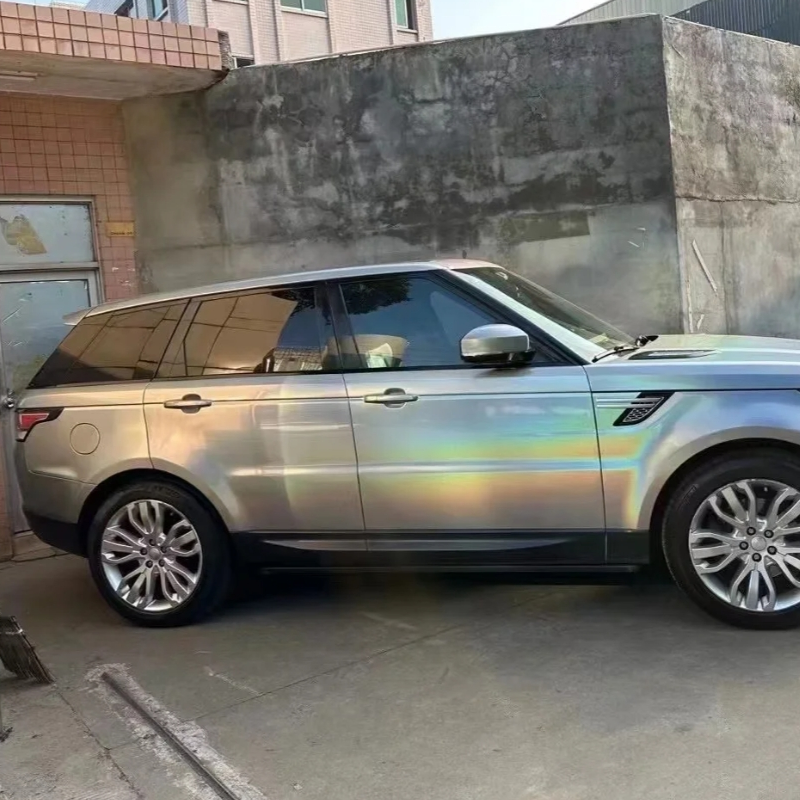 Glossy Laser Silver Car Vinyl Wrap