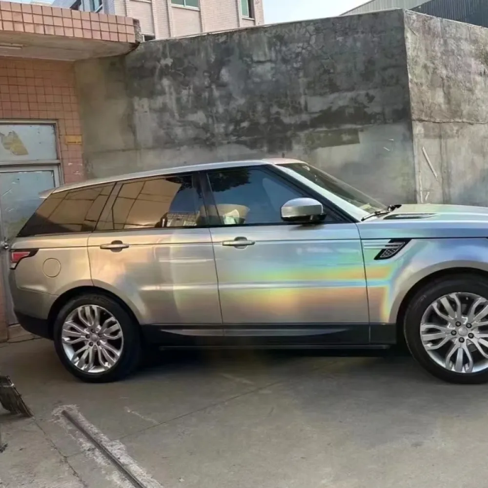 Glossy Laser Silver Car Vinyl Wrap