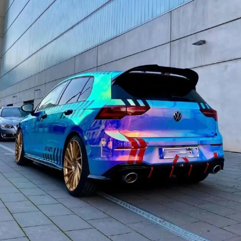 Rainbow Chrome Blue Car Vinyl Wrap