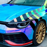 Rainbow Chrome Blue Car Vinyl Wrap