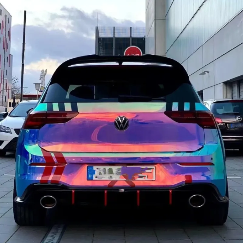 Rainbow Chrome Blue Car Vinyl Wrap