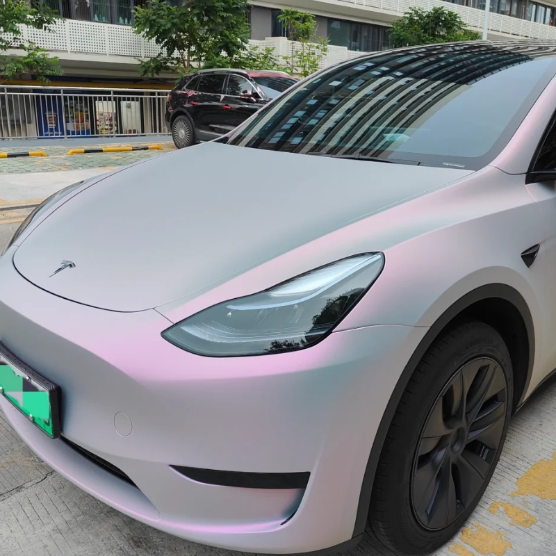 Matte Twin Candy Grey Red Car Vinyl Wrap
