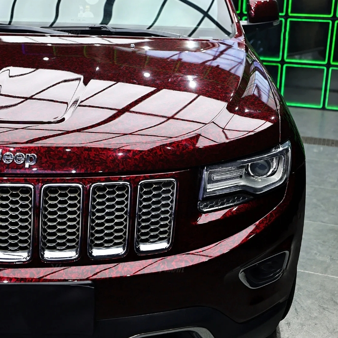 PET Super Gloss Forging Carbon Red Car Vinyl Wrap