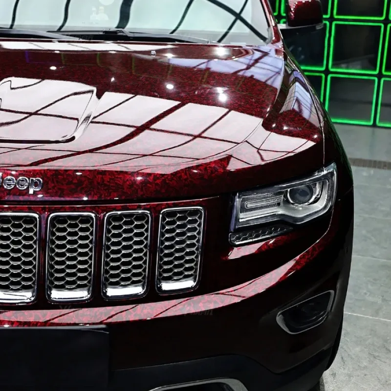 Super Gloss Forging Carbon Red Car Vinyl Wrap(PET)