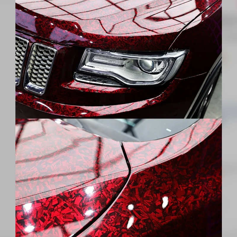PET Super Gloss Forging Carbon Red Car Vinyl Wrap