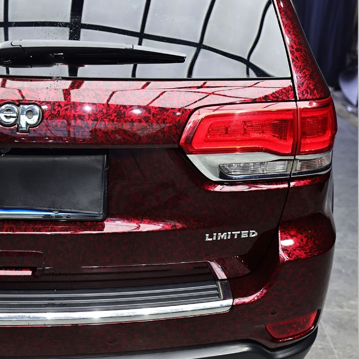 PET Super Gloss Forging Carbon Red Car Vinyl Wrap