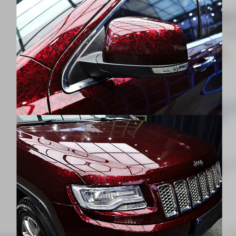 PET Super Gloss Forging Carbon Red Car Vinyl Wrap