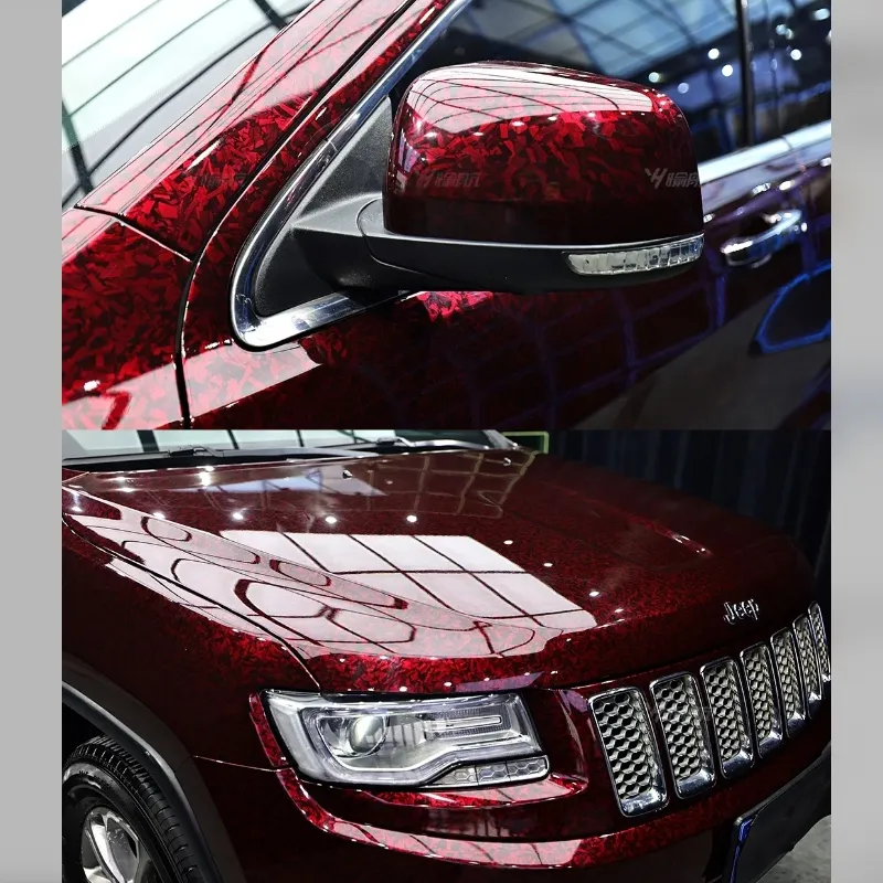 Super Gloss Forging Carbon Red Car Vinyl Wrap(PET)