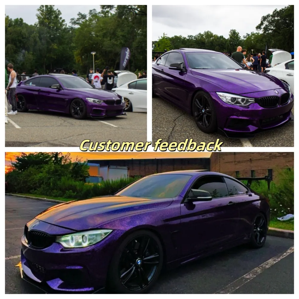 Super Gloss Black Purple Carbon Car Vinyl Wrap