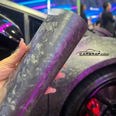Matte Black Forged Carbon Car Vinyl Wrap 02