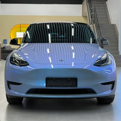 Tesla Gloss Fancy Rock Grey Color Fliper Car Vinyl Wrap 02