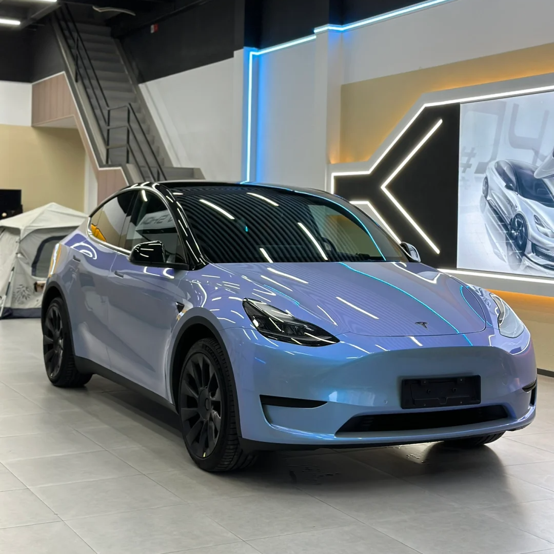 Tesla Gloss Fancy Rock Grey Color Fliper Car Vinyl Wrap