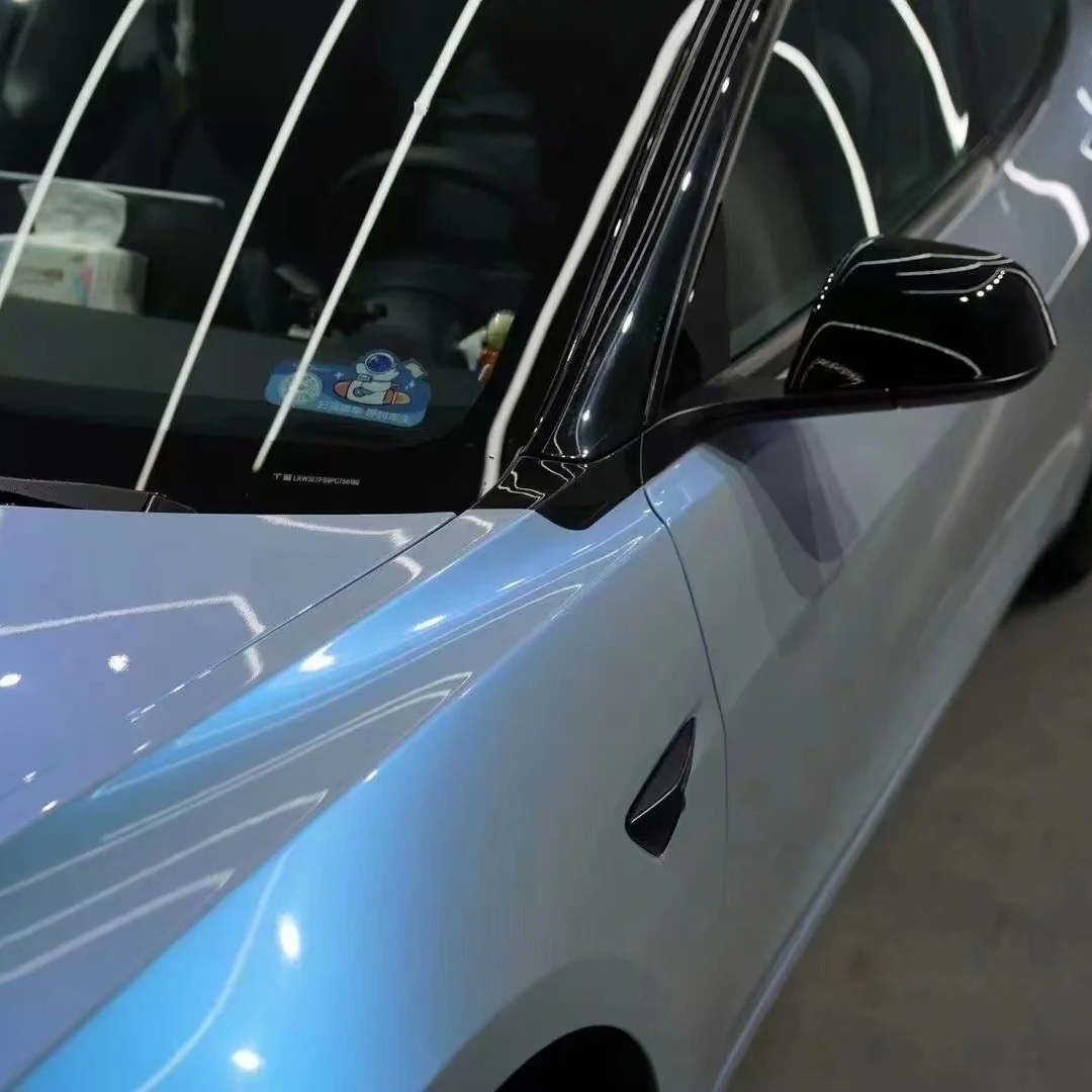 Tesla Twin Candy Grey Cyanine Car Vinyl Wrap