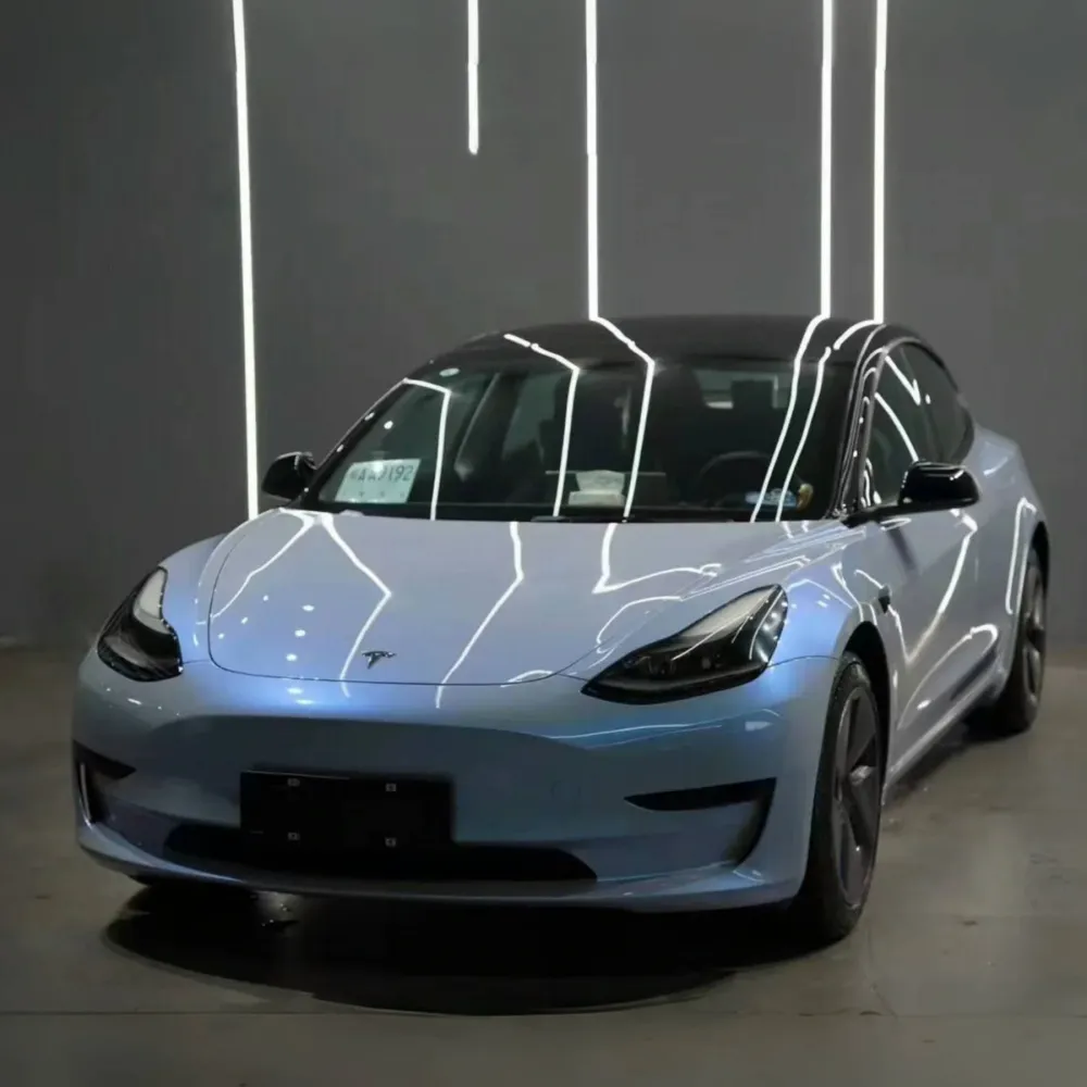 Tesla Twin Candy Grey Cyanine Car Vinyl Wrap