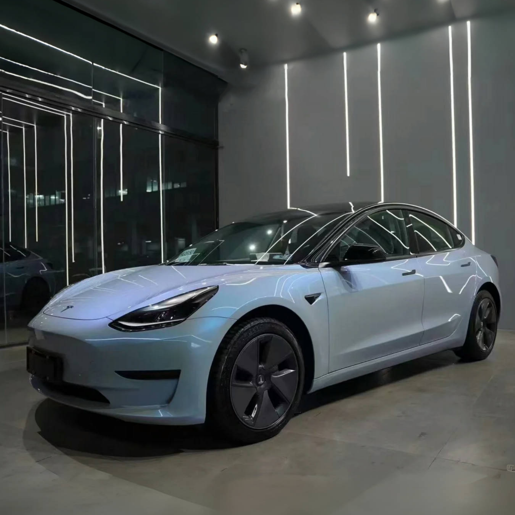 Tesla Twin Candy Grey Cyanine Car Vinyl Wrap