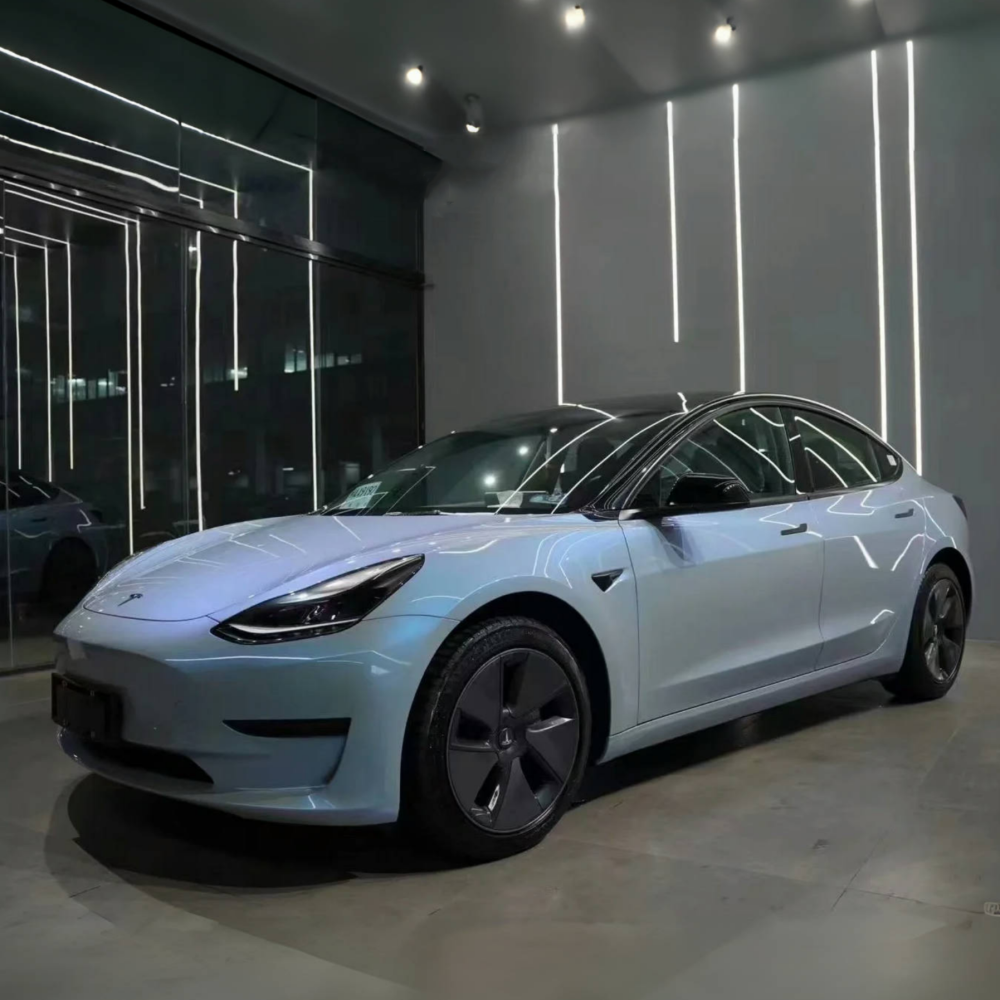 Tesla Twin Candy Grey Cyanine Car Vinyl Wrap