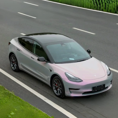 Gloss Twin Candy Grey Red Car Wrap 02