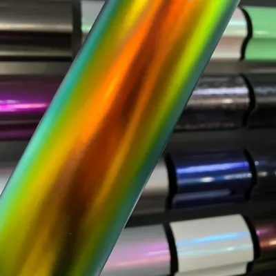 Matte Metallic Rainbow Chrome Green Car Vinyl Wrap 01