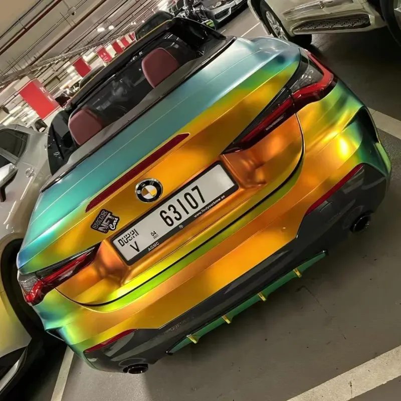 Matte Metallic Rainbow Chrome Green Car Vinyl Wrap