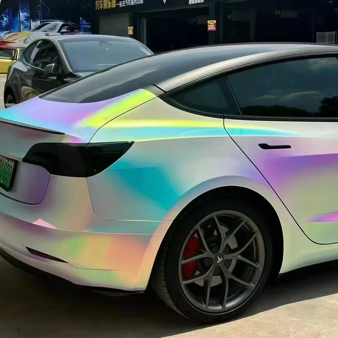 Matte Holographic Rainbow Neo Chrome Car Vinyl Wrap Non-stretchable