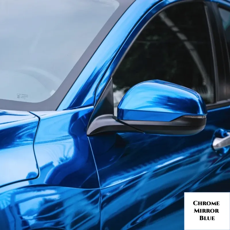 Chrome Mirror Blue Car Vinyl Wrap