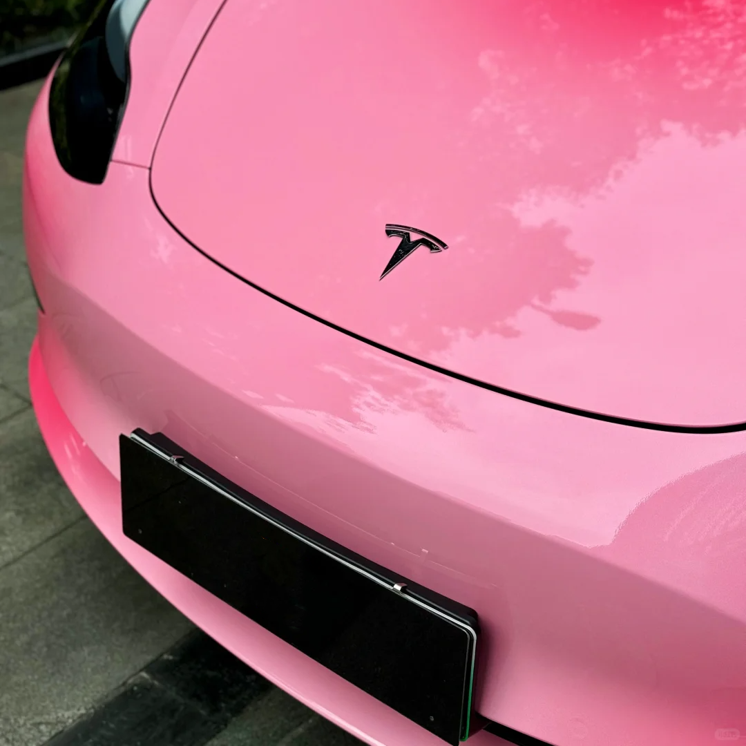 Tesla Shy Blushing Pink Custom Car Vinyl Wrap