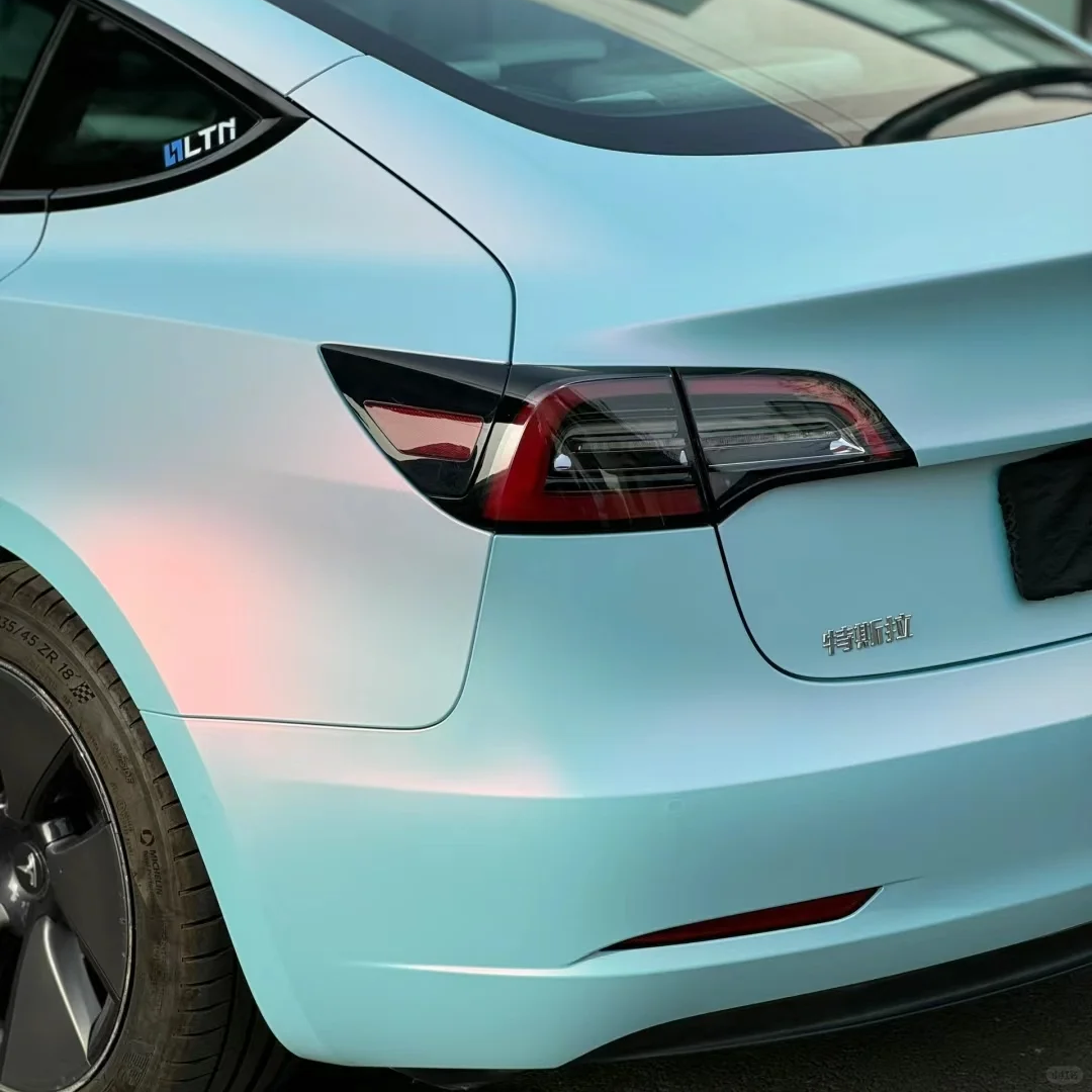 Tesla PET Matte Pink Blue Car Vinyl Wrap