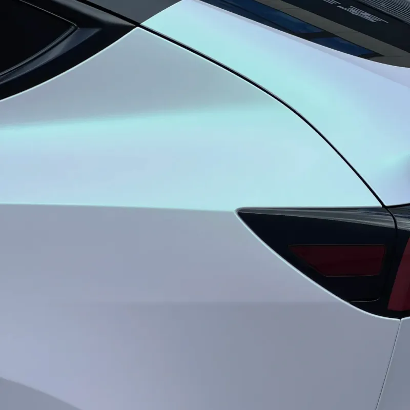 Tesla Matte Aurora White Car Vinyl Wrap