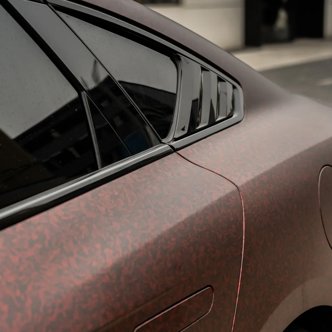  Matte Black Red Forged Carbon Car Vinyl Wrap