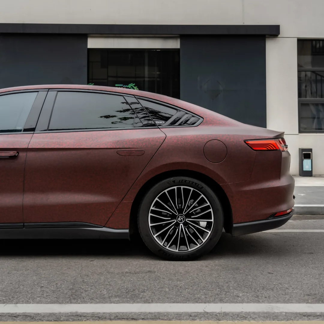  Matte Black Red Forged Carbon Car Vinyl Wrap