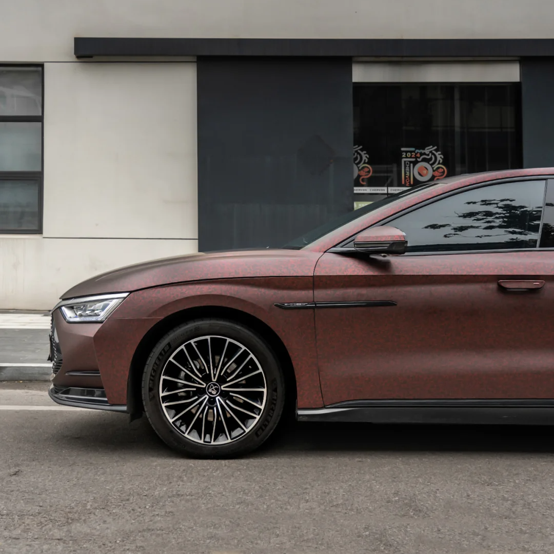  Matte Black Red Forged Carbon Car Vinyl Wrap