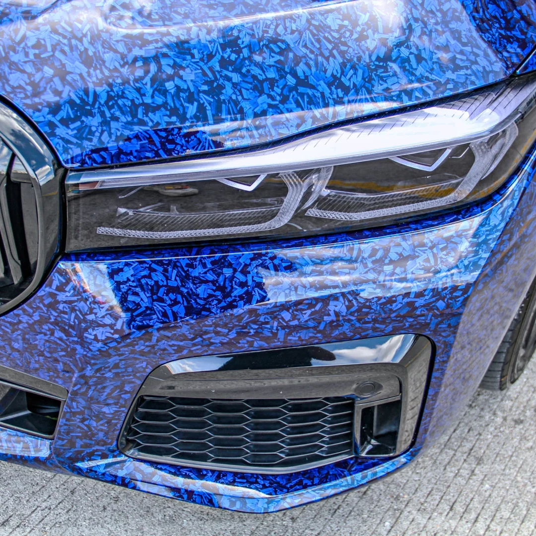 Super Gloss Black Blue Carbon Car Vinyl Wrap