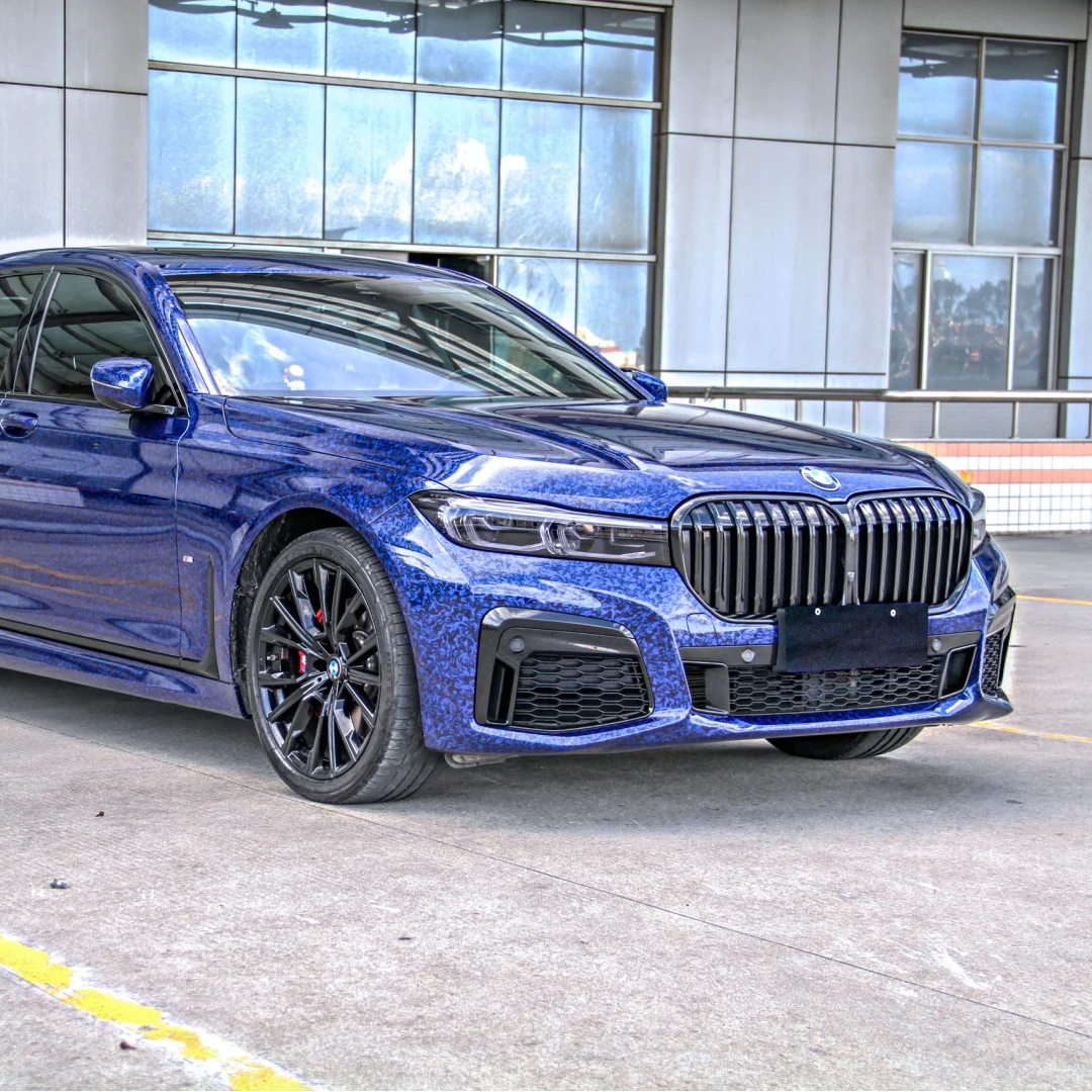 Super Gloss Black Blue Carbon Car Vinyl Wrap
