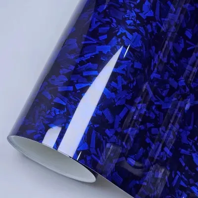 Super Gloss Black Blue Carbon Car Vinyl Wrap 02