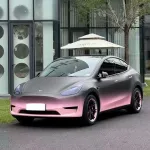 Tesla Matte Black Pink Gradient Color Customized Car Vinyl Wrap