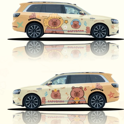 Capybara Animal Customized Car Vinyl Wrap Hood Wrap 02