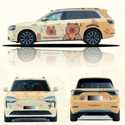Capybara Animal Customized Car Vinyl Wrap Hood Wrap 01