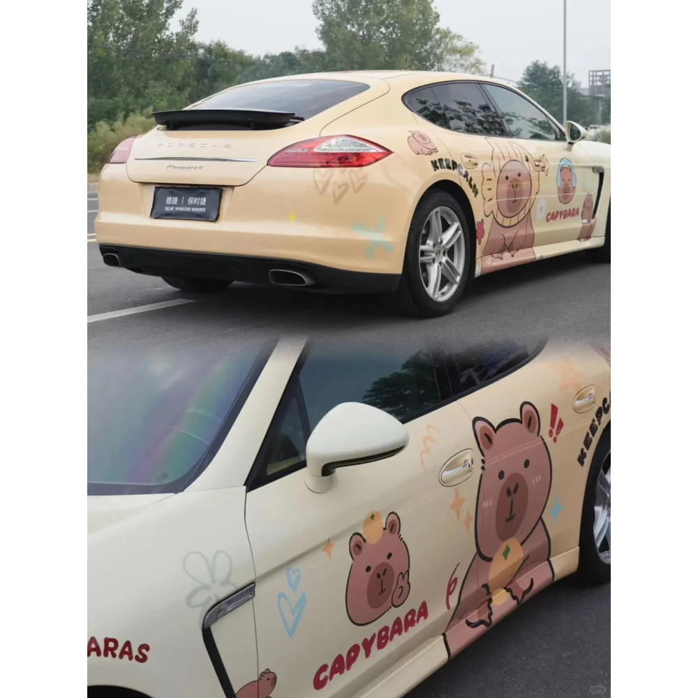 Capybara Animal Customized Car Vinyl Wrap Hood Wrap