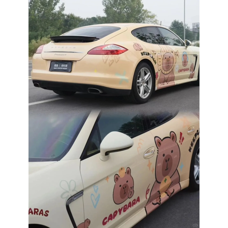 Capybara Animal Customized Car Vinyl Wrap Hood Wrap