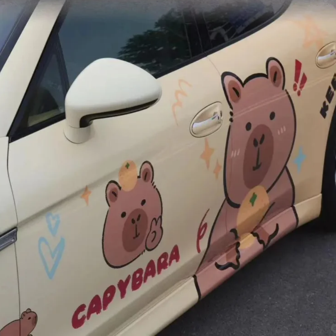 Capybara Animal Customized Car Vinyl Wrap Hood Wrap