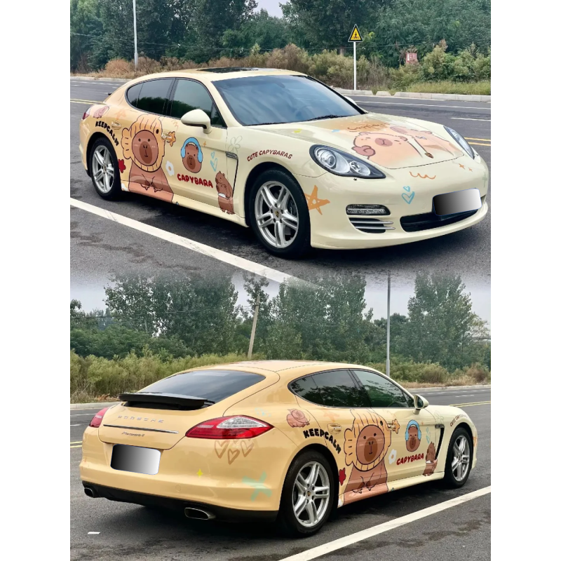 Capybara Animal Customized Car Vinyl Wrap Hood Wrap