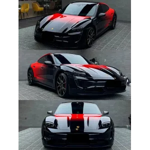 Gloss Red Black Dragon Scale Customized Car Vinyl Wrap
