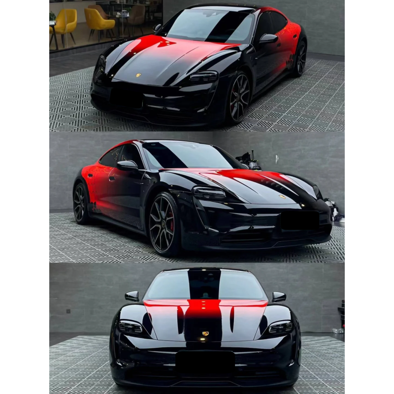 Gloss Red Black Dragon Scale Customized Car Vinyl Wrap