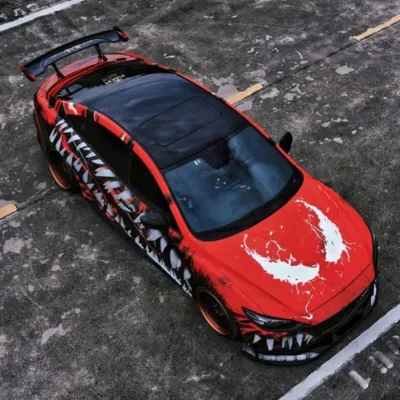 Red Limited Venom Color Custom Car Vinyl Wrap 02