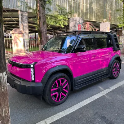 Glossy Crystal Rose Red Car Vinyl Wrap 01