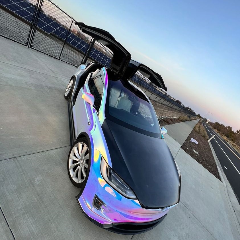 Holographic Chrome Rainbow White Car Vinyl Wrap (Non-Stretchable)